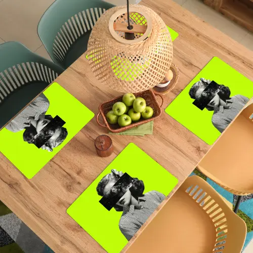 Vrouw - Sterrenhemel - Groen Placemat vinyl groot -zzsfeer5_Kitchenyeah-website