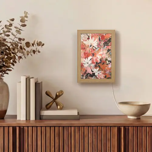 Bloemen - Kunst - Abstract - Verf Light Box met kabel (Tafellamp) klein -sfeer2