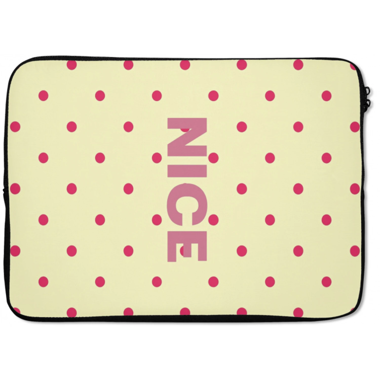 Nice - Stippen - Roze - Geel laptophoes neopreen klein -zkaufland3dotto