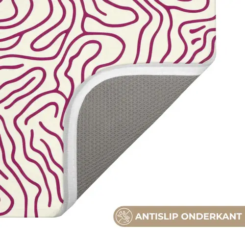 Kronkelende lijn - Magenta - Crème Badmat klein 997 -USP_AntislipNL