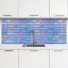 Paars - Blauwe - Muur keuken achterwand 2 middel 871 -3d