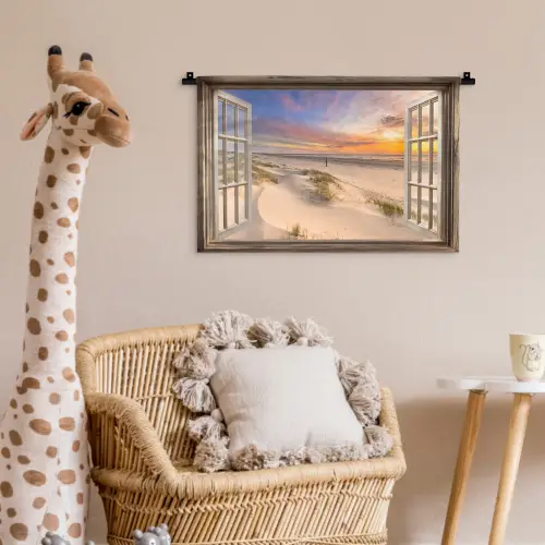 Doorkijk - Strand - Duinen - Natuur - Landschap Wandkleed katoen klein -wsfeer5_kind