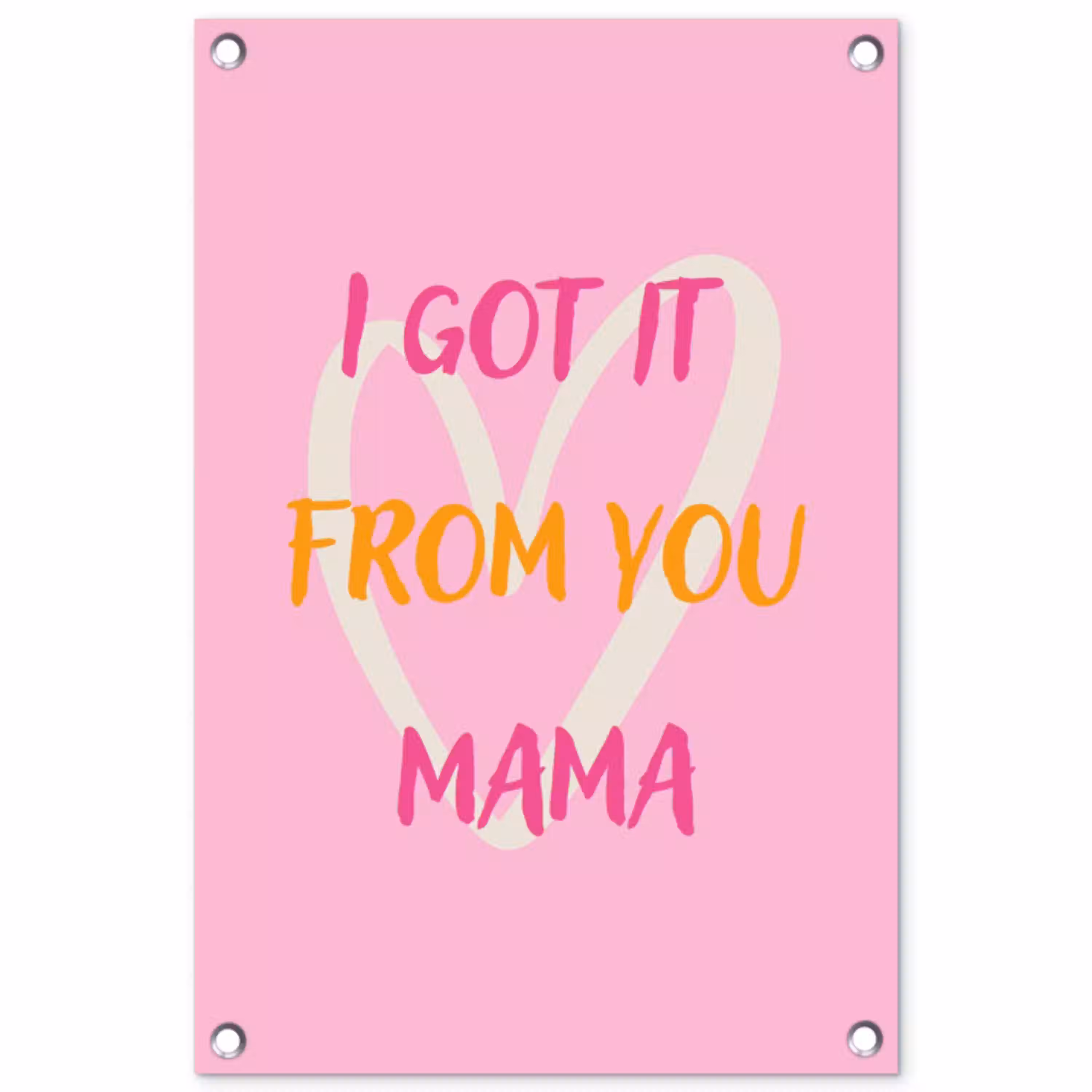 Mama - Quote - Hart - Roze tuinposter los doek klein -3d