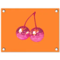 Discoballen - Kers - Spiegels - Roze tuinposter los doek klein -3d