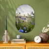 Bloemen - Zomer - Korenbloem - Blauw - Zon - Wolken Wandcirkel Ovaal Forex klein -sfeer2
