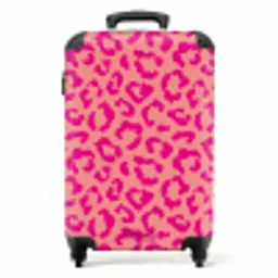 Dierenprints - Panterprint koffer in roze en koraalroze NBS - Handbagage koffer - Unisex middel -productfoto_recht