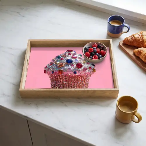 Cupcake - Kleurrijk - Edelstenen Dienblad Rechthoek middel -sfeer2