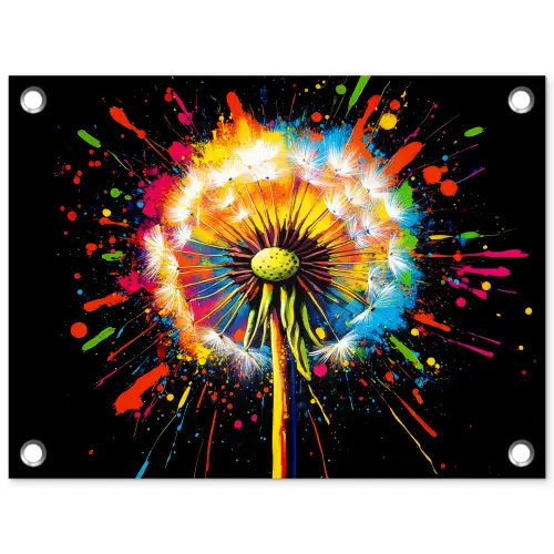Paardenbloem - Graffiti - Kleurrijk - Bloemen - Natuur tuinposter los doek klein -3d