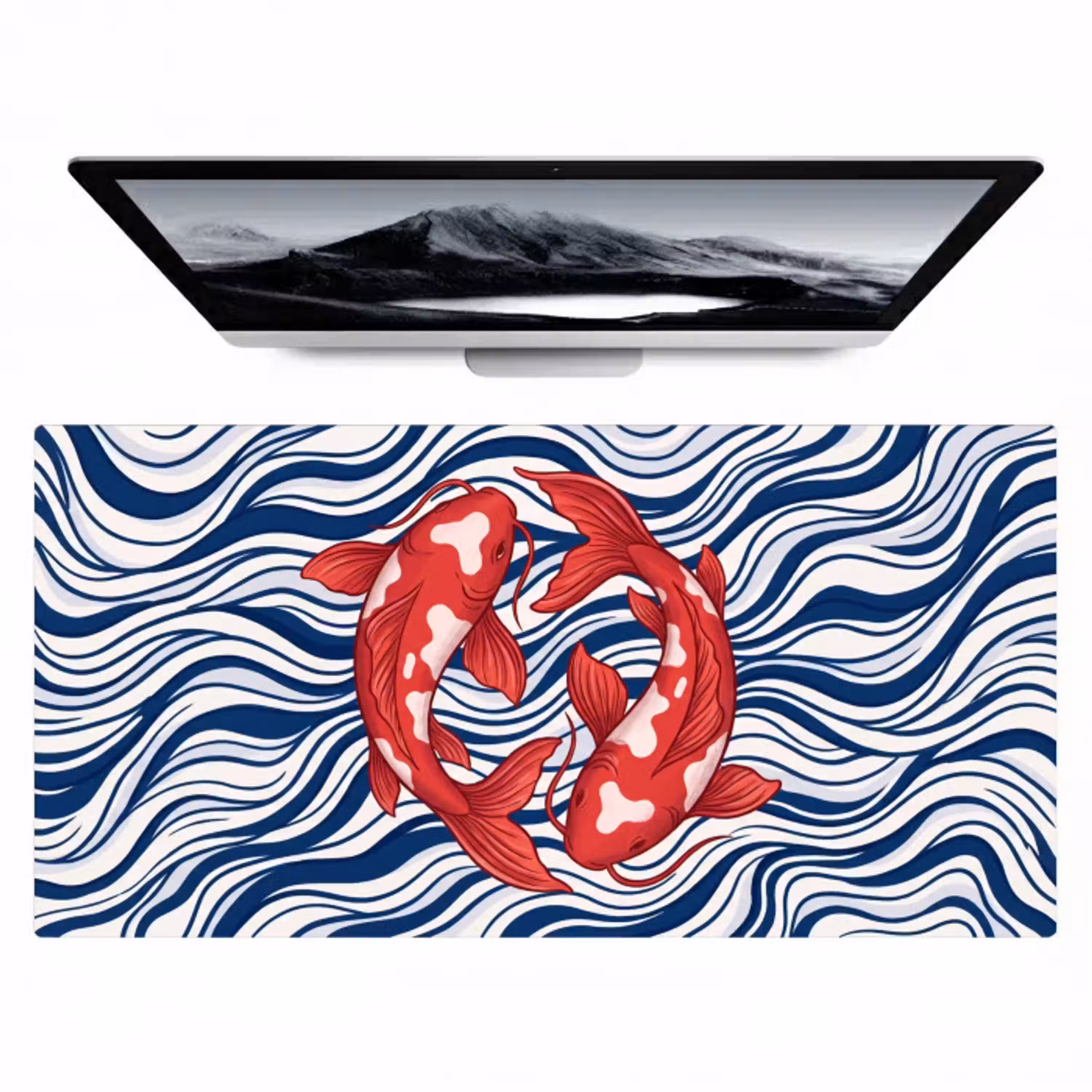 Vis - Water - Natuur - Illustratie - Rood Muismat XXL klein -zzz3d