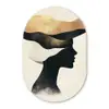 Vrouw - Golven - Zwart Wandcirkel Ovaal Glas middel -3d