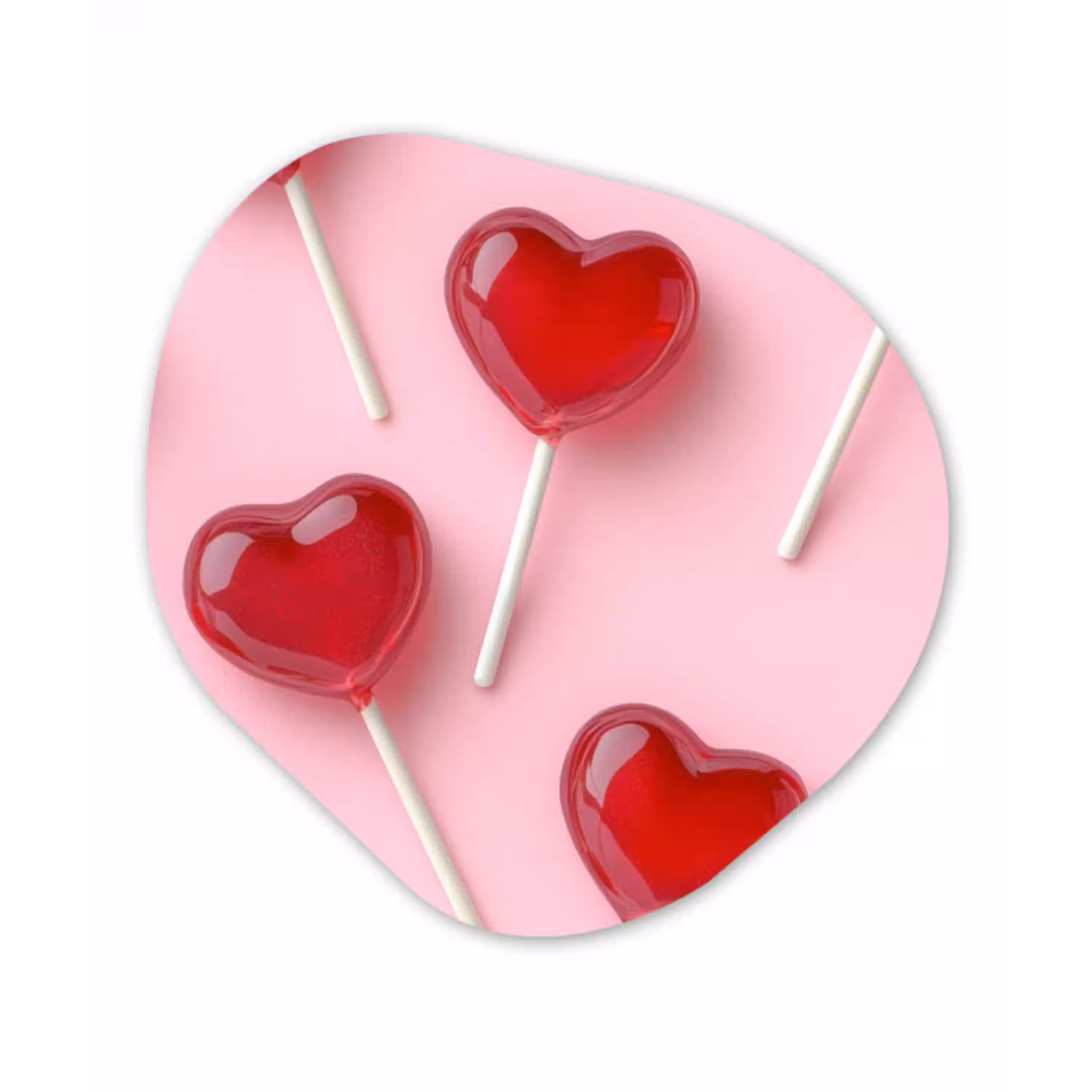 Lollies - Hartjes - Roze Wandcirkel Organisch Aluminium middel -3d