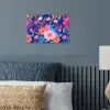 Bloemen - Blauw - Roze poster papier klein -sfeer2