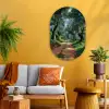 Pad - Bomen - Schaduw - Wandcirkel Ovaal Glas middel -sfeer4