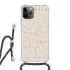 Bloemen - Print - Beige - Bruin - Minimalistisch Hoesje iPhone 12 Pro met koord klein -3d