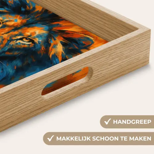 Schilderij - Leeuwenkop - Oranje Dienblad Rechthoek middel -USP_HandgreepNL