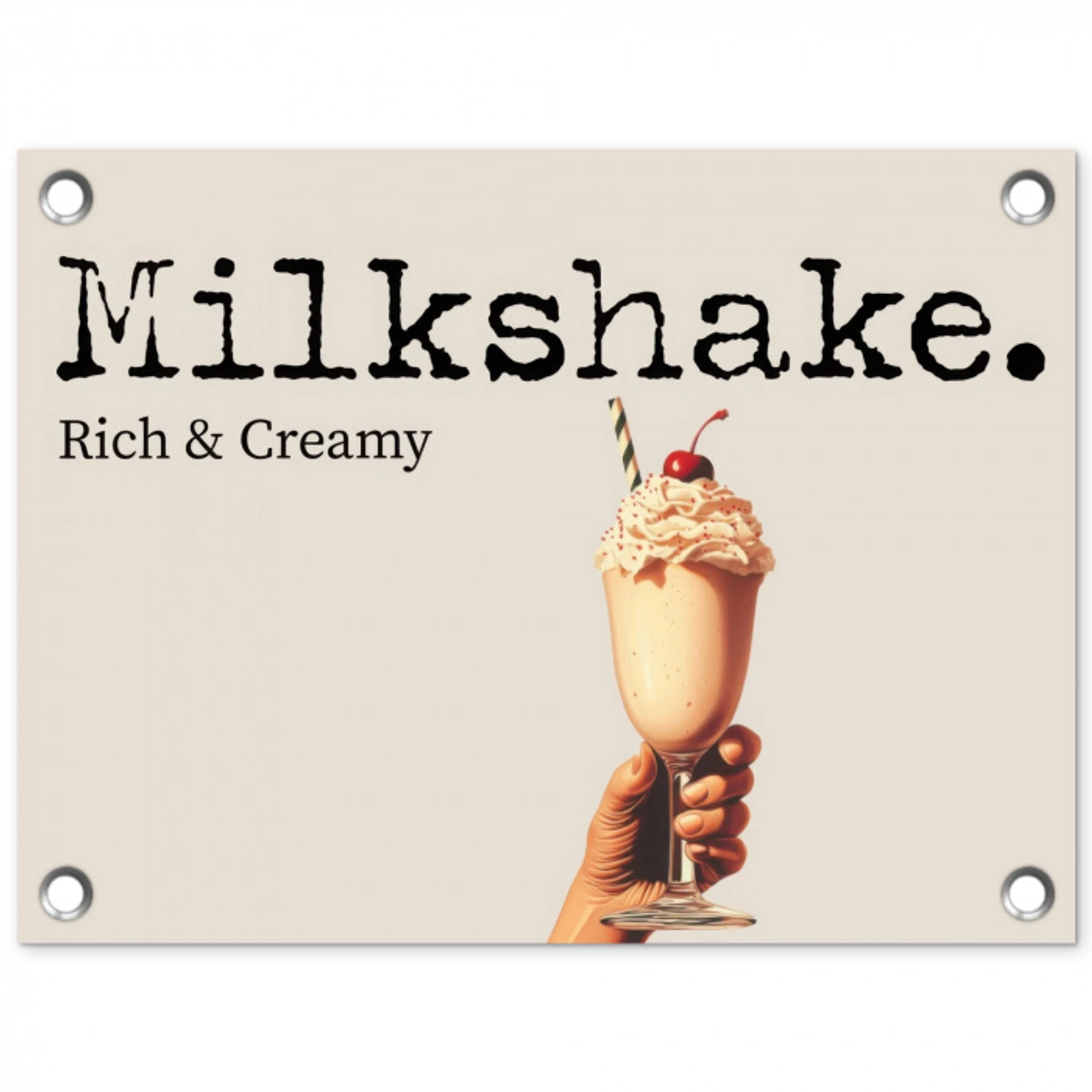 Milkshake - Kers - Rietje tuinposter los doek klein -3d