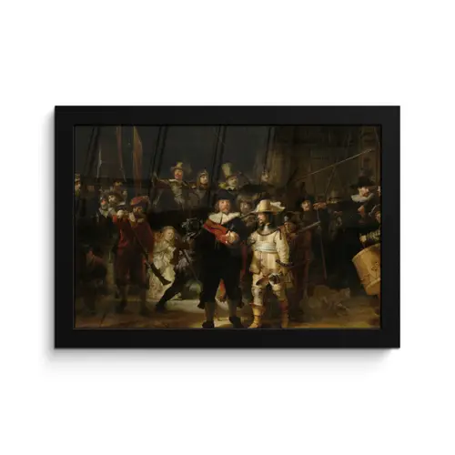 De Nachtwacht - Kunst - Oude meesters - Rembrandt fotolijst zwart zonder passe partout klein -3d