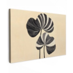Zwart - Bladeren - Strepen - Minimalistisch Tuinposter op houten frame 2 cm dik klein -3d