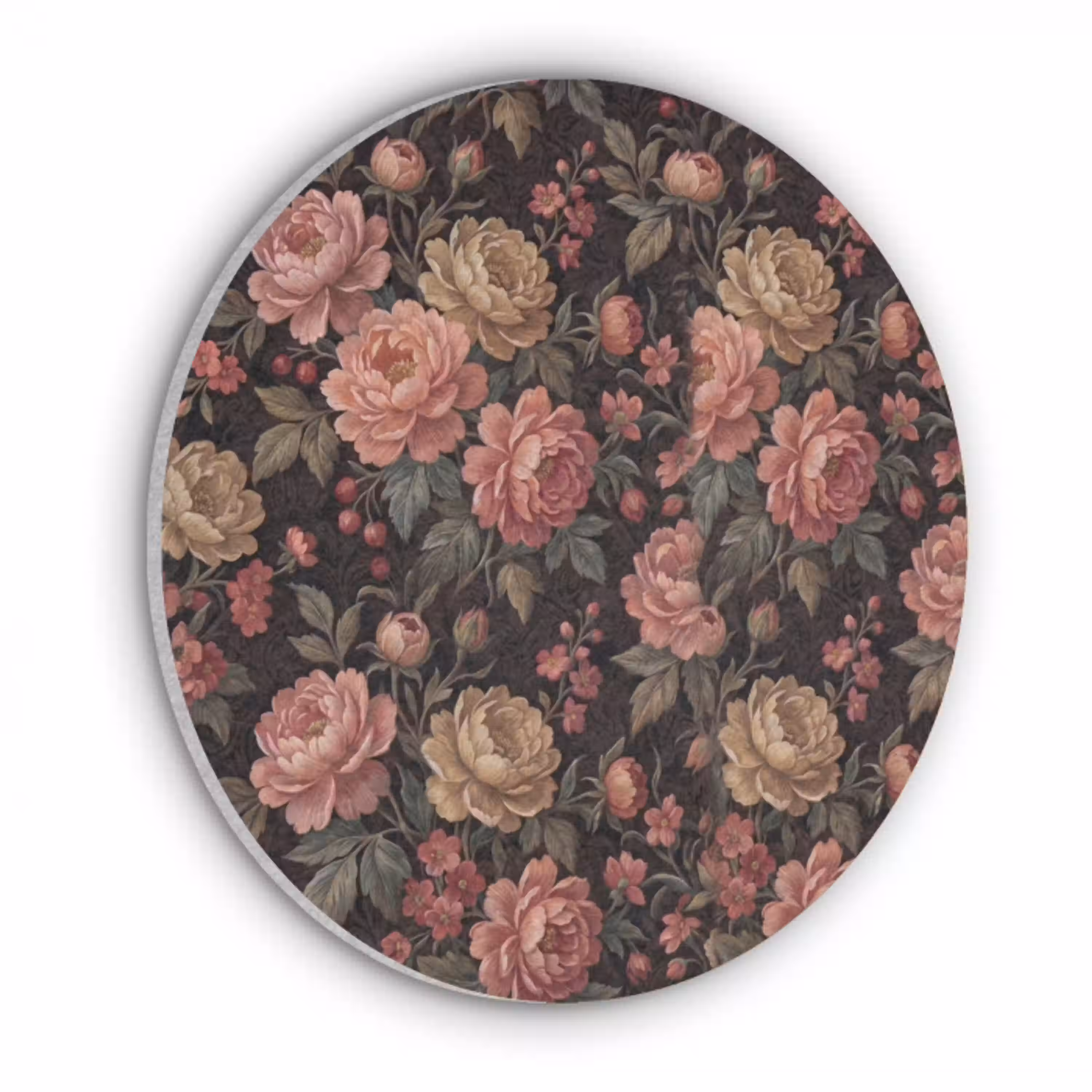 Bloemen - Patroon - Natuur - Vintage - Roze Akoestische PET Vilt - Rond klein -3d