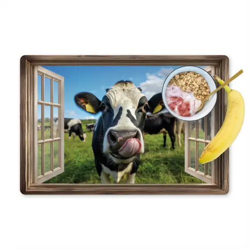 Doorkijk - Koe - Weiland - Dieren - Natuur Placemat vinyl groot -zzzproduct_Kitchenyeah-website