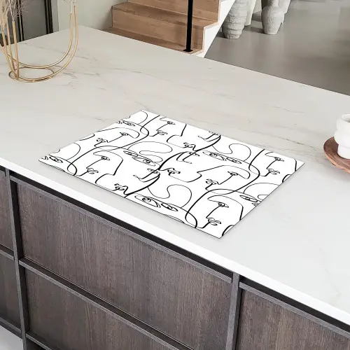 Gezichten - Abstract - Contourlijnen Inductie beschermer vinyl 3mm klein 276 -sfeer8