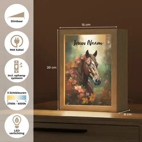 Paard - Bloemen - Natuur - Dieren - Bos - Oranje Light Box met kabel (Kinderlampje) klein -USP_NL