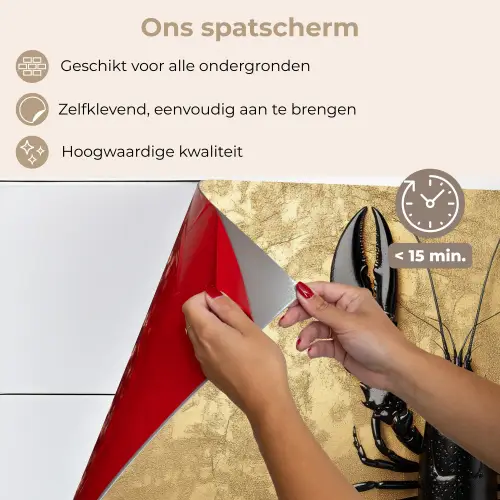 Kreeft - Zwart - Goud - Luxe keuken achterwand spatscherm klein -spatscherm_NL