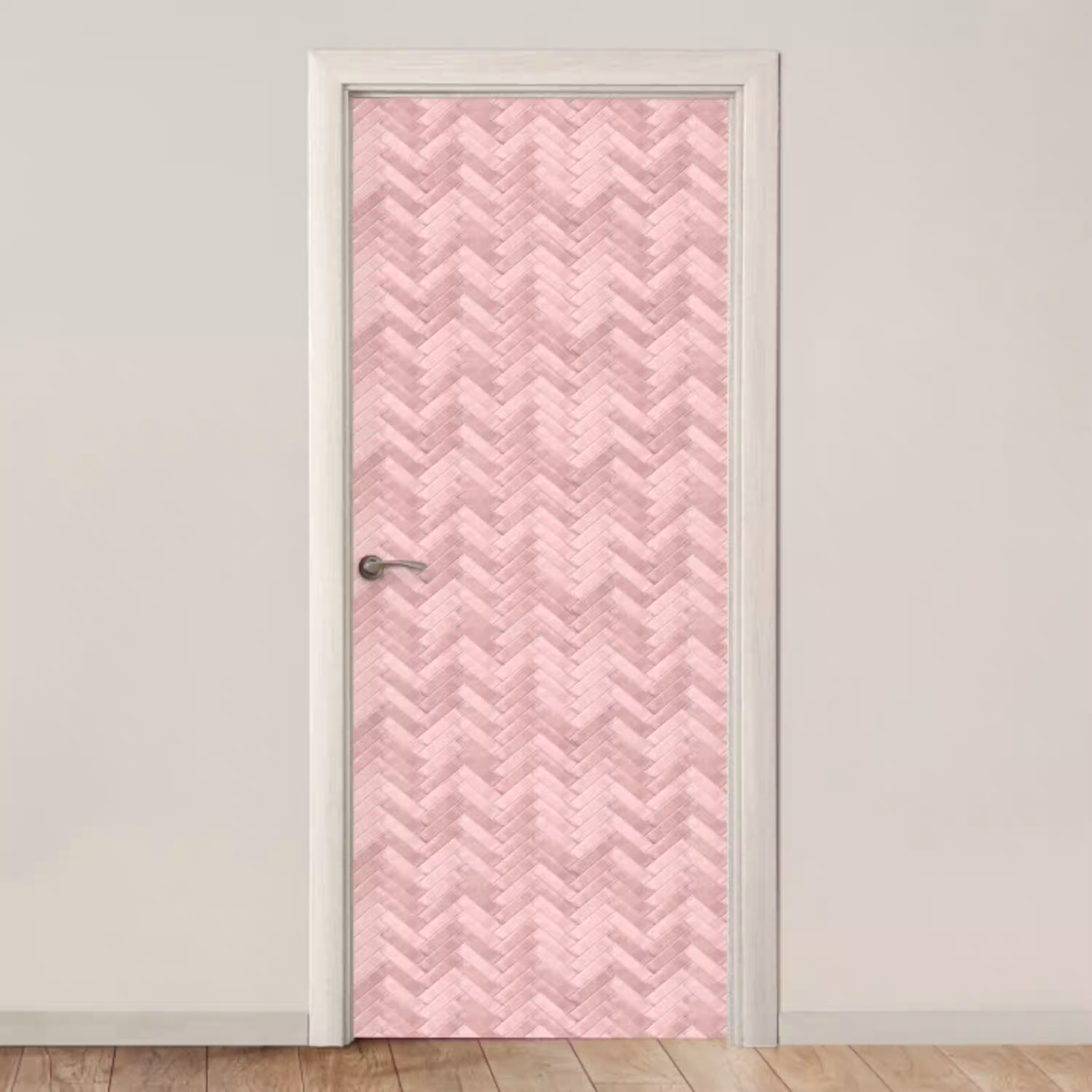Visgraat - Wandtegel - Lichtroze deurposter klein 289 -3d_beige