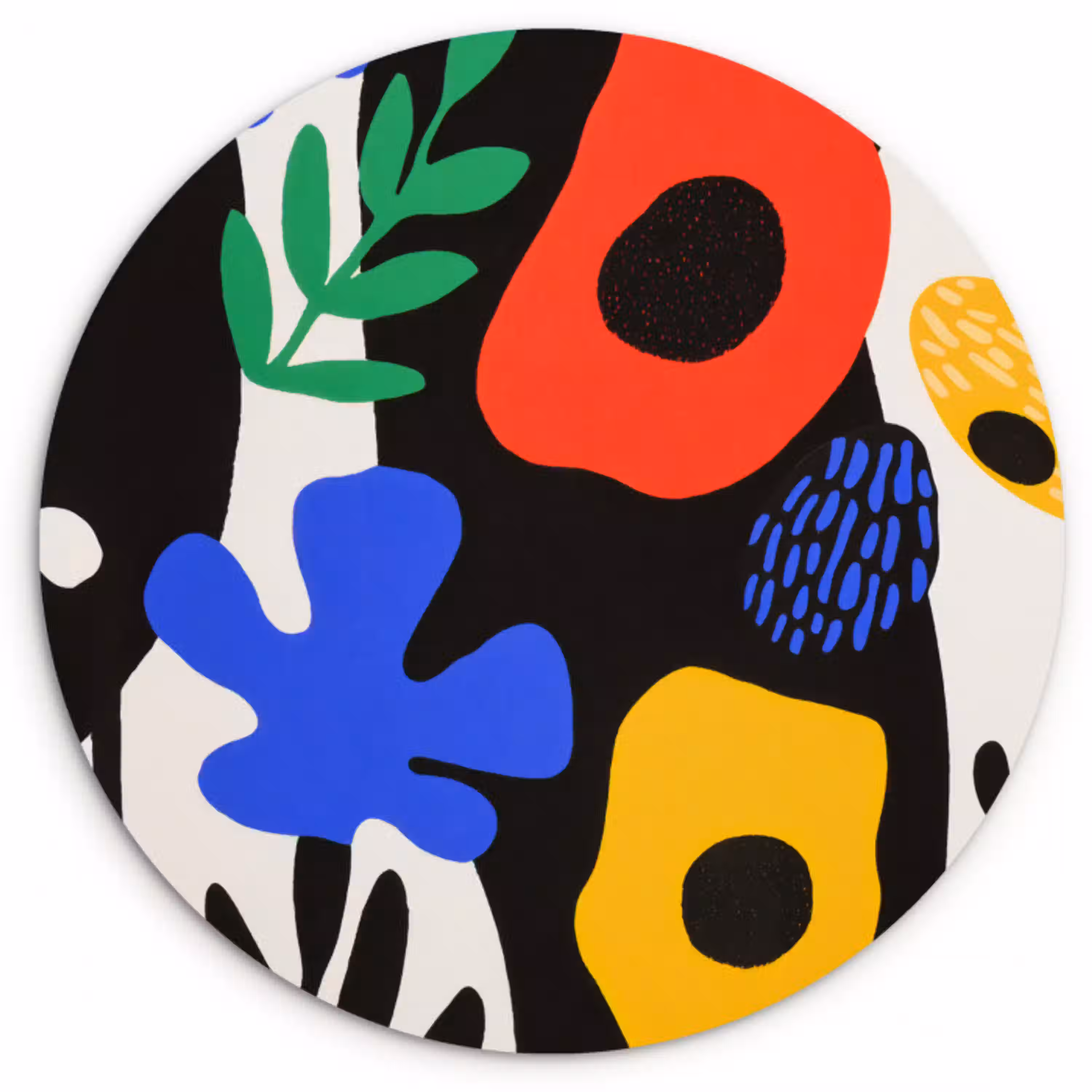 Bloemen - Bladeren - Abstract - Zwart Wandcirkel plexiglas klein -3d