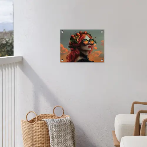 Vrouw - Kroon - Tomaat - Bascilicum - Zonnebril tuinposter los doek klein -sfeer8