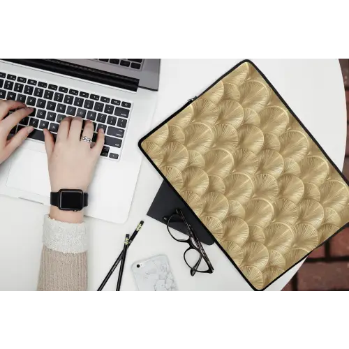 Patroon - Waaier -  Goud laptophoes neopreen klein 279 -bureau