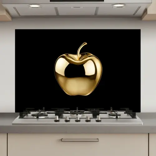 Appel - Goud - Chrome - Zwart keuken achterwand spatscherm klein -3d_website
