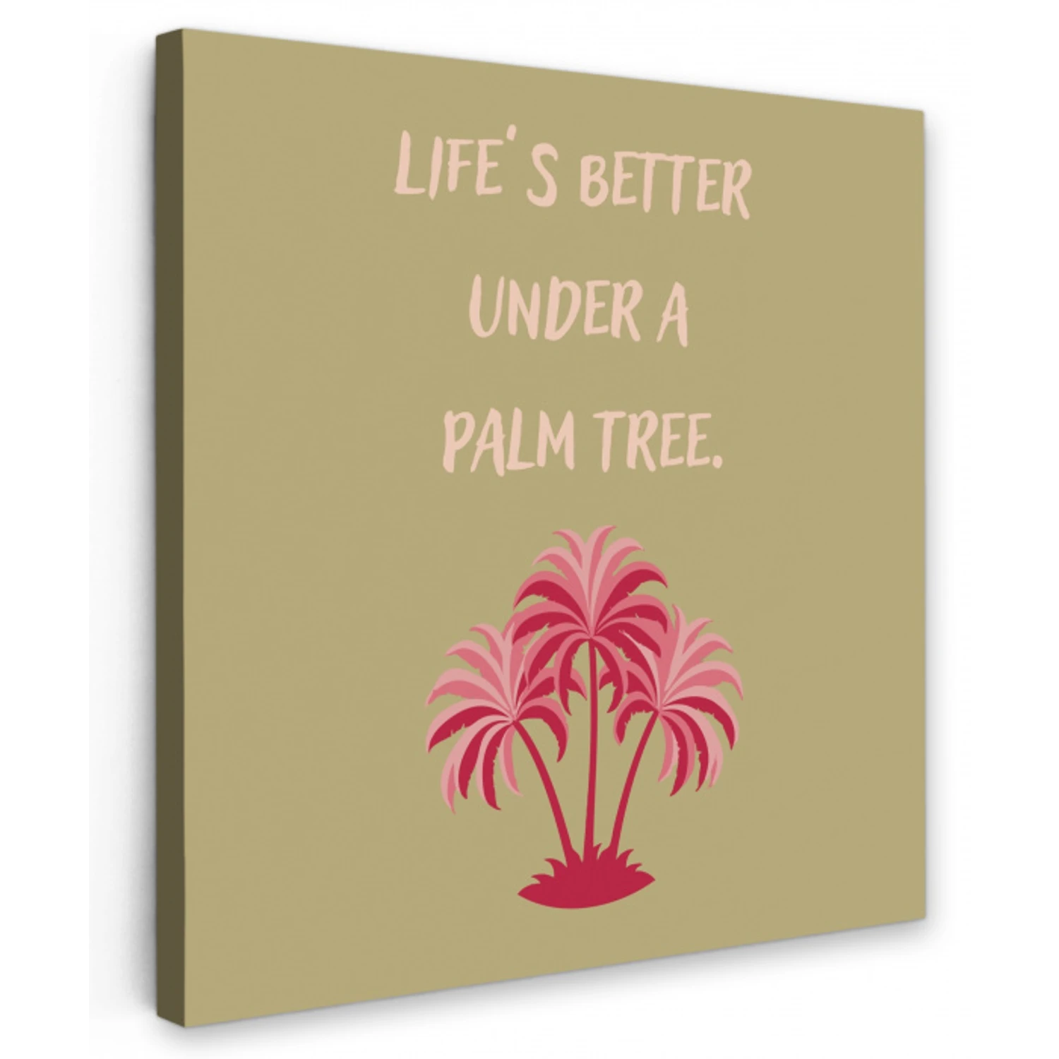Groen - Zomer - Quote - Palmboom Tuinposter op houten frame 2 cm dik middel -3d