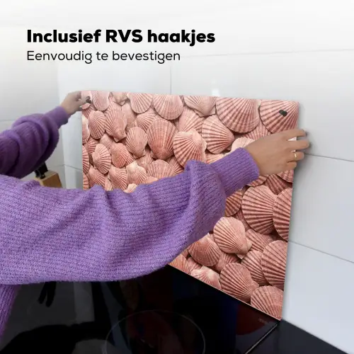 Schelpen - Patroon - Roze Inductie beschemer met haakjes klein -ky-ophangen-nl