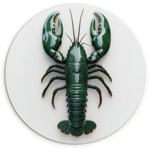 Kreeft - Glossier - Groen - Wit Wandcirkel plexiglas klein -3d