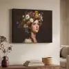Portret - Vrouw - Bloemen Textielframe zwart klein -sfeer3
