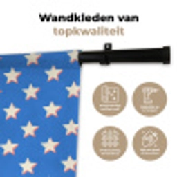 Sterren - Patroon - Blauw Wandkleed katoen klein 269 -sfeer2