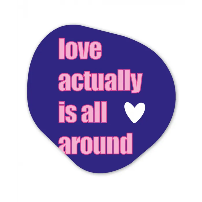 Tekst - Valentijn - Love - Blauw Wandcirkel Organisch Forex 3mm klein -3d