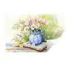 Vaas - Delftsblauw - Madeliefjes Muursticker klein -3d