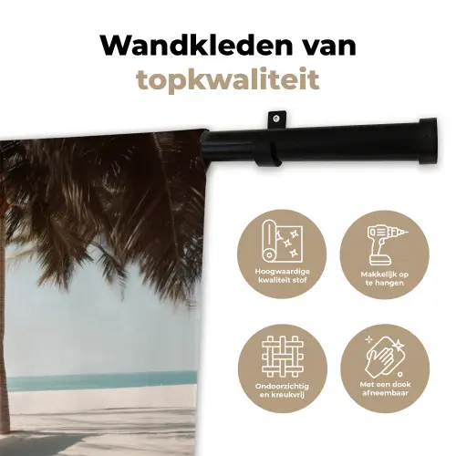 Hangmat - Palmbomen - Strand - Zee Wandkleed katoen klein -sfeer2