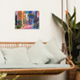 Geel - Blauw - Oranje - Huis tuinposter los doek klein -sfeer7