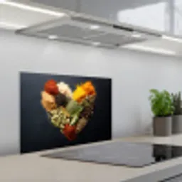 Specerijen - Mix - Hartvorm - Zwart keuken achterwand spatscherm klein -3d_schuin
