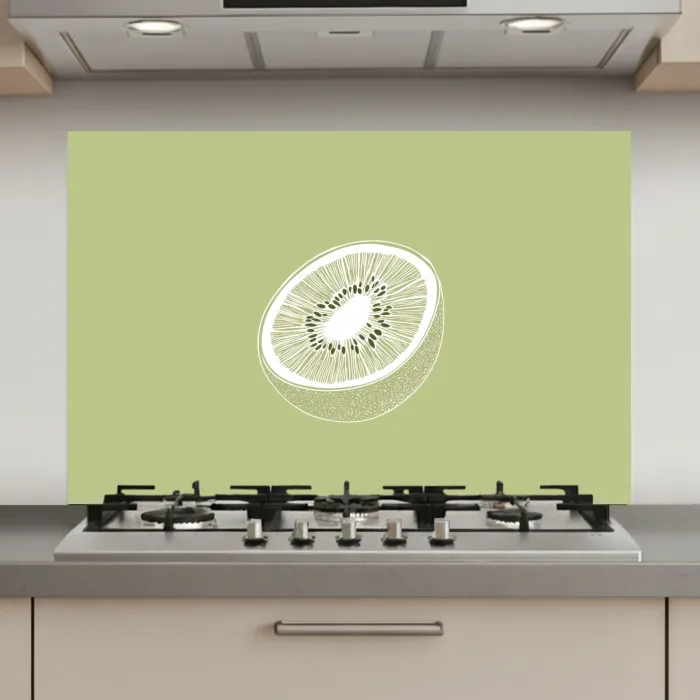 Kiwi - Lijntekening - Minimalistisch - Groen keuken achterwand spatscherm klein -3d_website