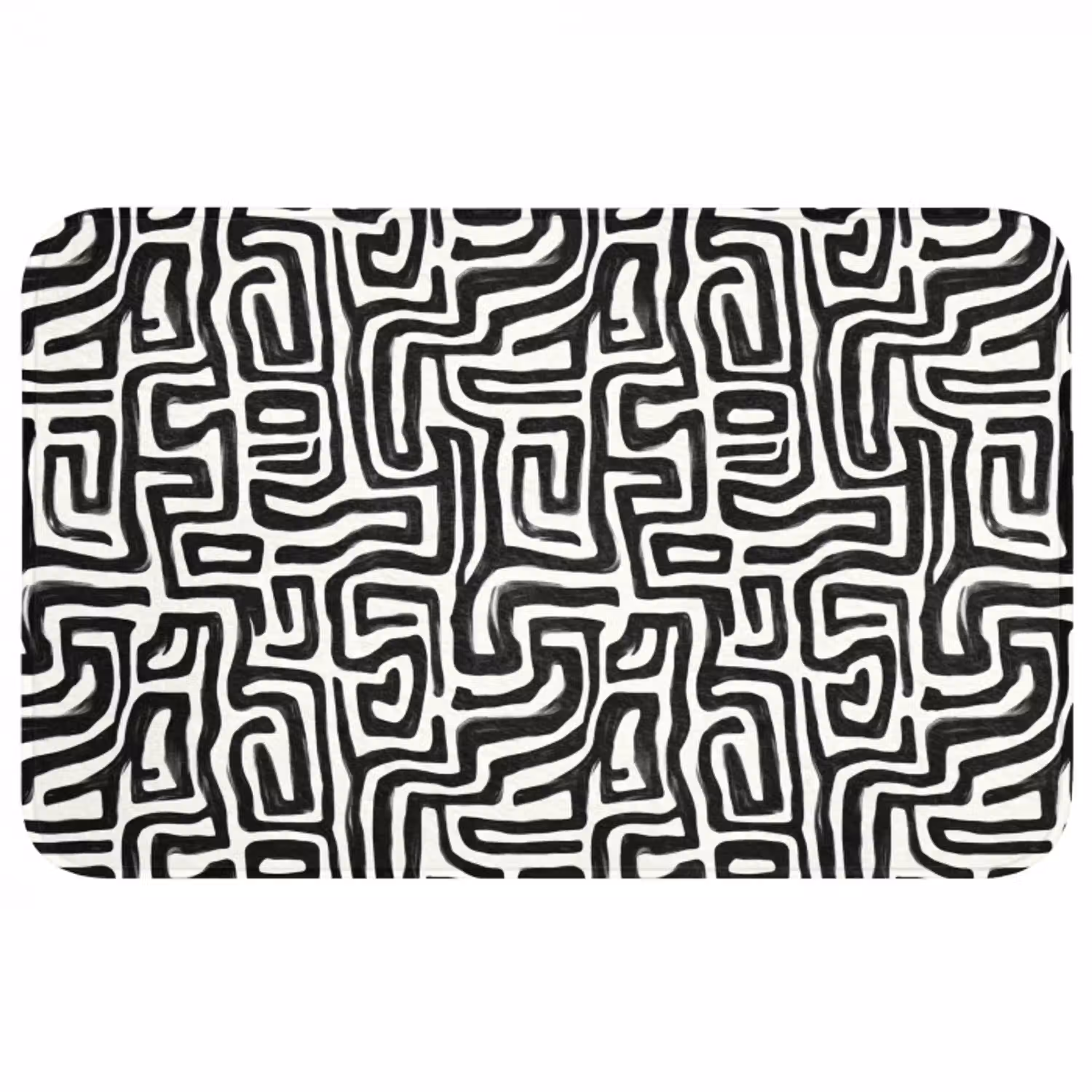 Grafisch - Lijnen - Zwart - Wit Badmat middel 997 -3d