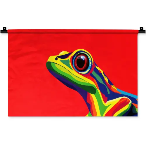 Kikker - Kleurrijk - Strepen - Ogen Wandkleed katoen klein -zz3d