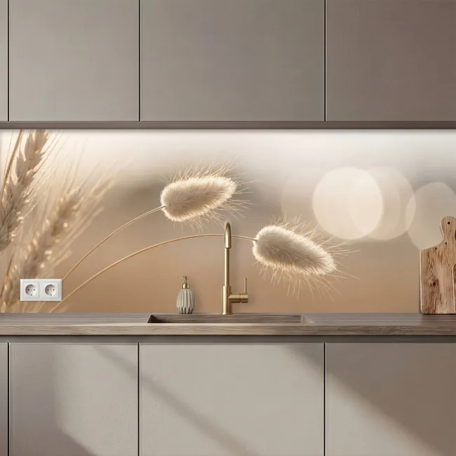 Keuken achterwand - Hazestaartgras - Graanharen - Zonlicht