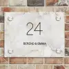 Beige marmer - Klassiek Naambord Rechthoek middel -sfeer3