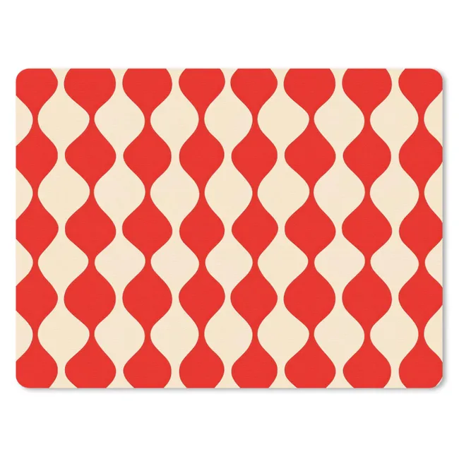 Muismat - Golvend patroon - Retro - Rood - Beige