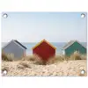 Strand - Huisjes - Kleurrijk - Duinen tuinposter los doek klein -3d
