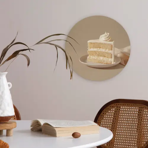 Vanilletaart - Cake - Romig Akoestische PET Vilt - Rond klein -sfeer3